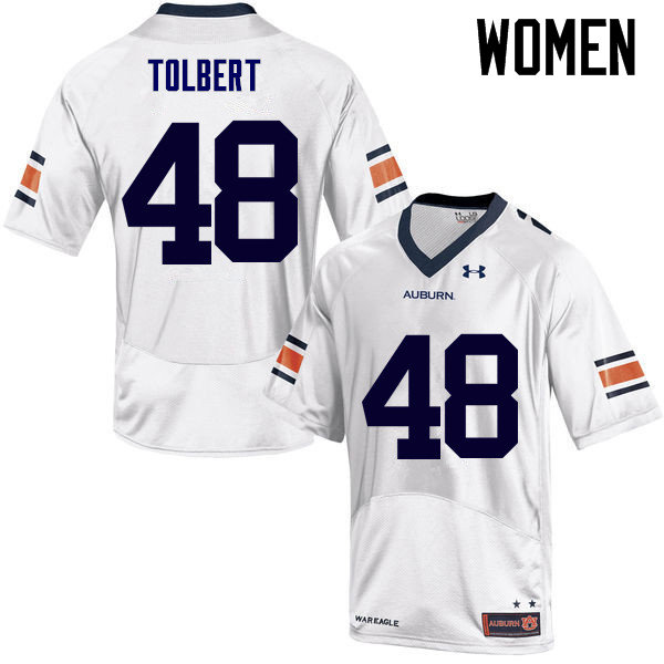 Auburn Tigers Women's C.J. Tolbert #48 White Under Armour Stitched College NCAA Authentic Football Jersey EJV4674DW